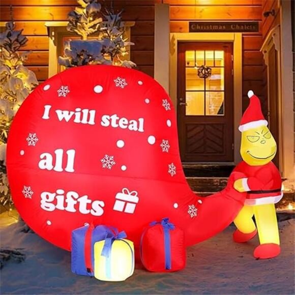 7FT Christmas Inflatable Outdoor Decoration Santa Claus Gift Bag, Inflatable - Picture 7 of 7